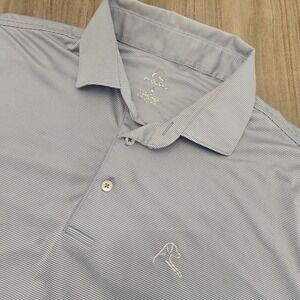 Rhoback Shirt Mens Large Blue Striped Golf Polo Short Sleeve Stretch Performance